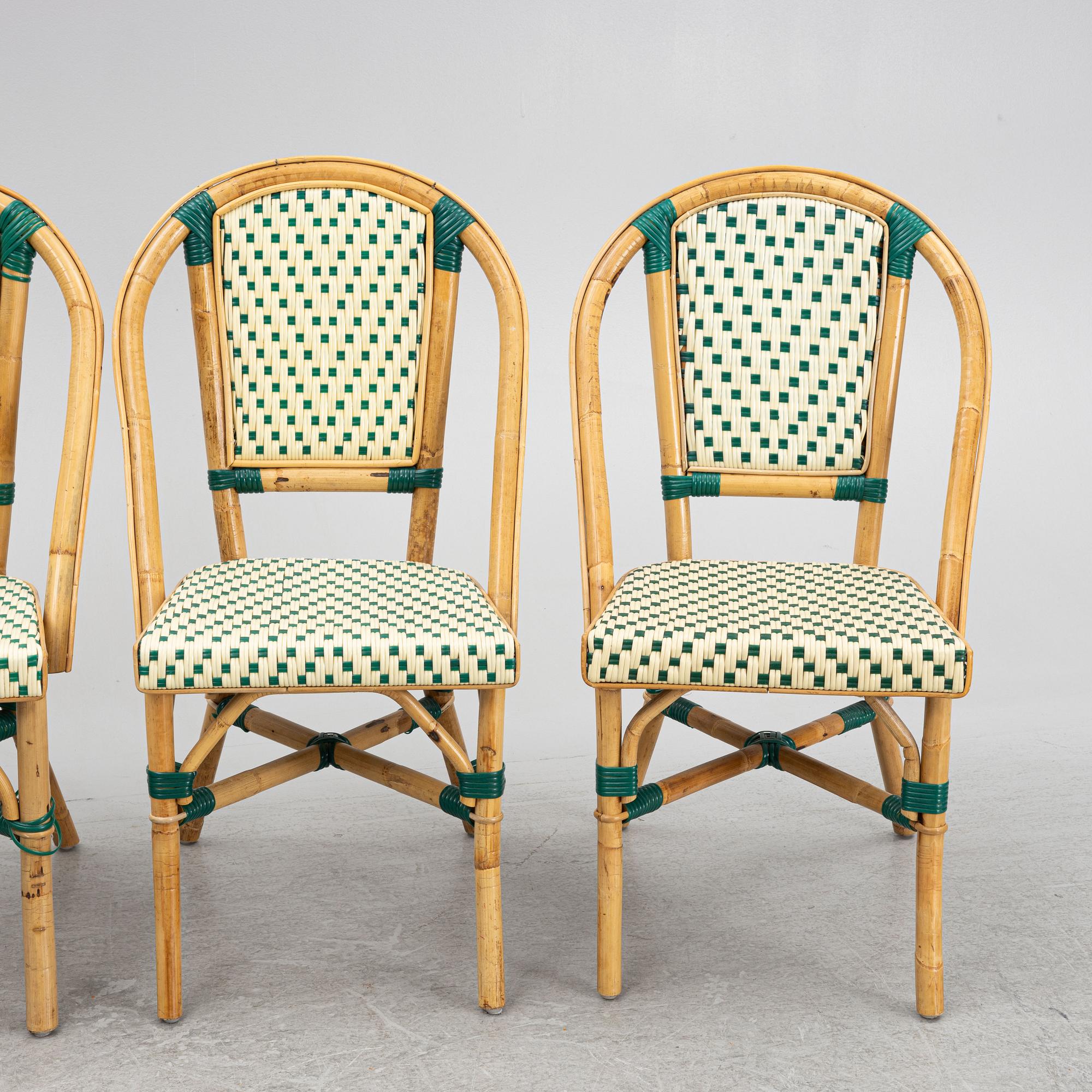 A set of four bistro chairs, late 20th century.