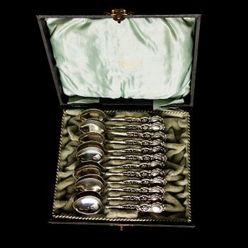 MATSKEDAR, 12 ST, TESKEDAR 12+10+7, silver, Finland 1920-30-tal, vikt 819 g.
