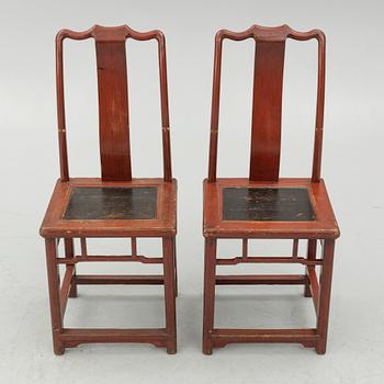 A Chinese desks and two 'Yoke-back' chairs, 20th Century.