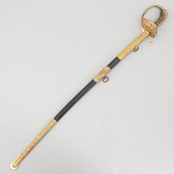 Saber, early 19th century, for an officer in the archipelago fleet (?), with scabbard.