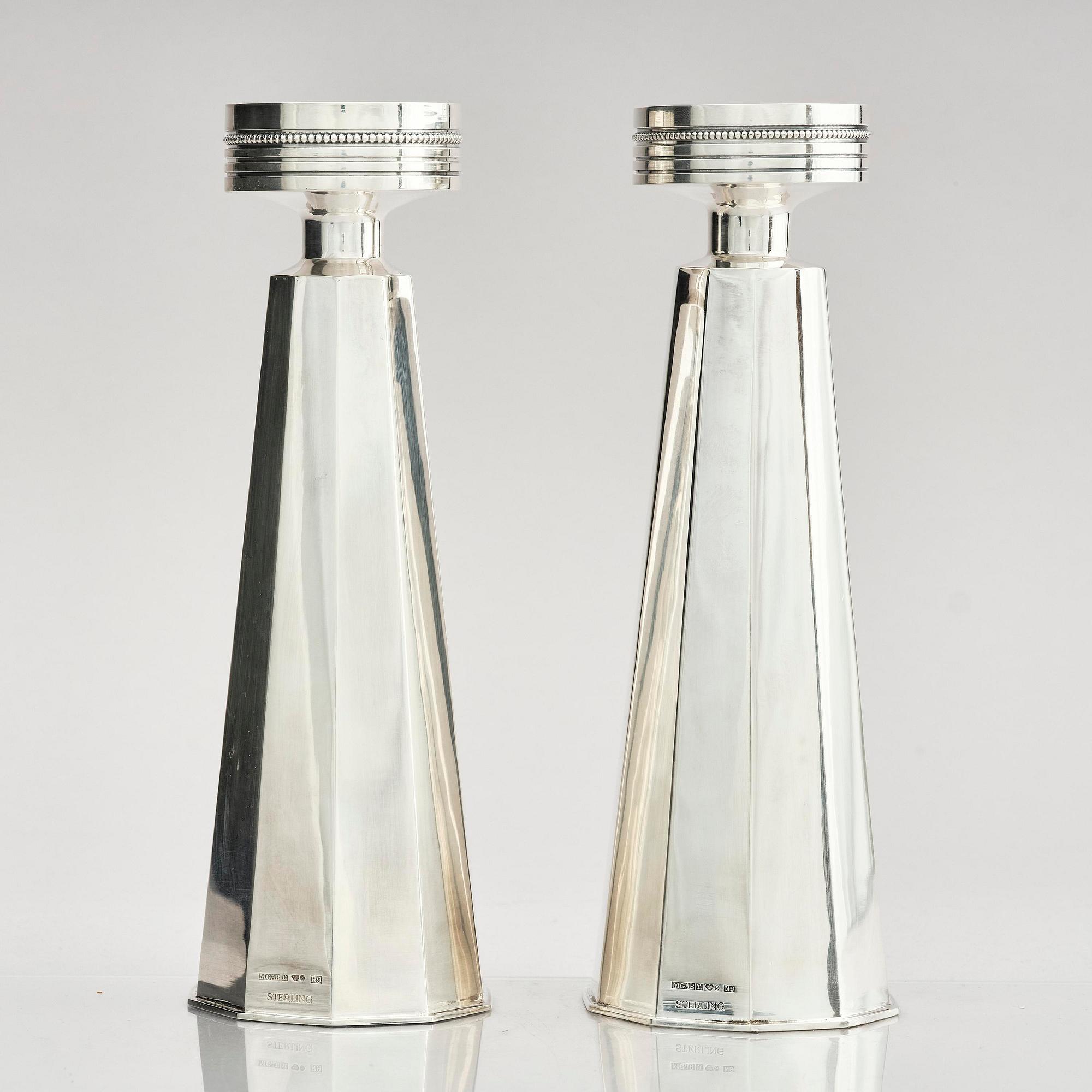 Markströms Guldsmeds Ab, a pair of sterling silver candlesticks, Uppsala, Sweden 1967.