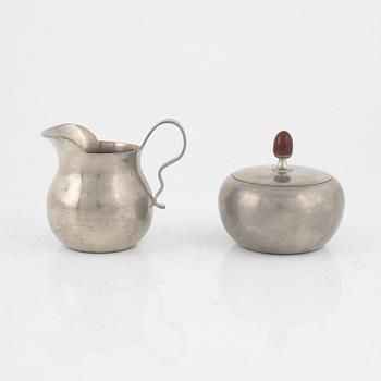 Josef Frank, a pewter sugar bowl and creamer, Svenskt Tenn, Stockholm 1951-52.