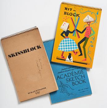 Lotte Laserstein, 3 sketchbooks with pencil drawings.