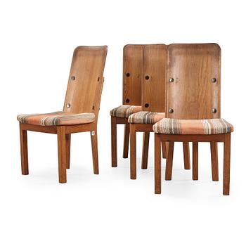 291. Axel Einar Hjorth, a set of four 'Lovö' stained pine chairs, Nordiska Kompaniet, Sweden 1930's.