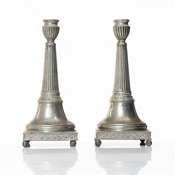 Nils Erik Justelius, ljusstakar, ett par, tenn, Eksjö 1812.