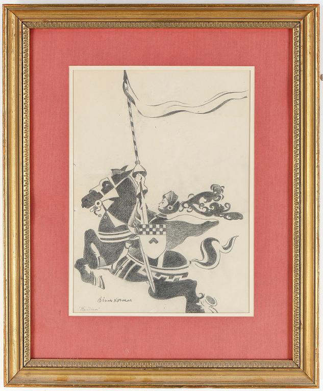 EINAR NERMAN, blyertsteckning, signerad.