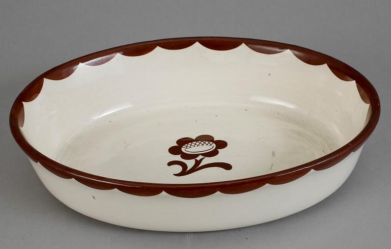 SERVISDELAR, 6 st, flintgods, Pyro Brun, Wilhelm Kåge, Gustavsberg, 1900-tal.