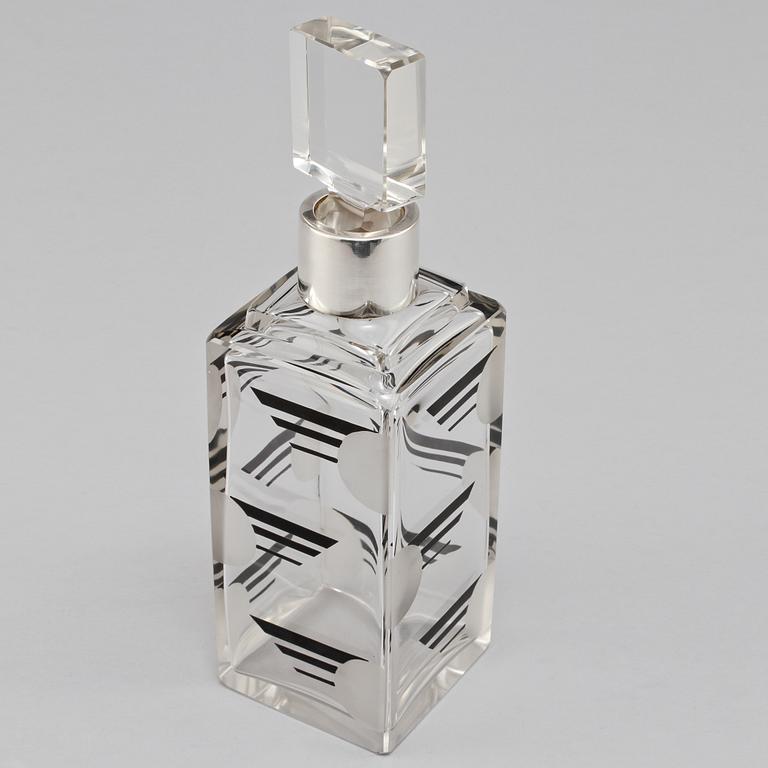 KARAFF, glas och silver, troligen Karel Palda, 1936.