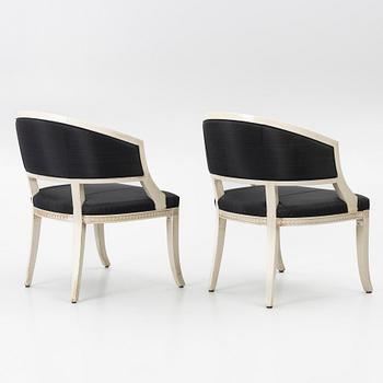 Karmstolar, ett par, sengustaviansk stil, 1900-talets andra hälft.