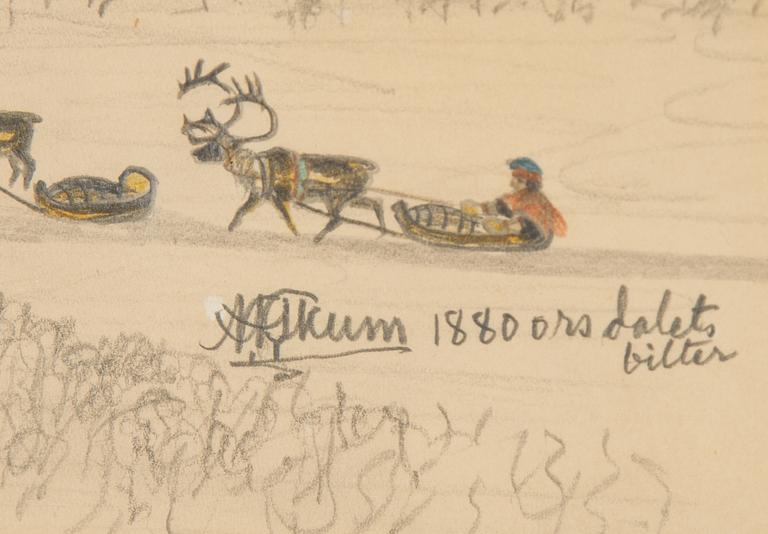 Nils Nilsson Skum, mixed media on paper, signed.