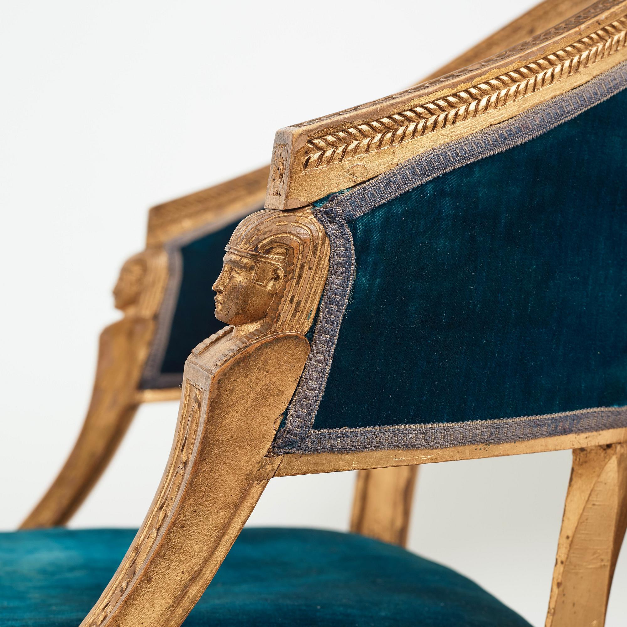 A pair of late Gustavian armchairs by Ephraim Ståhl (master in Stockholm 1794-1820).