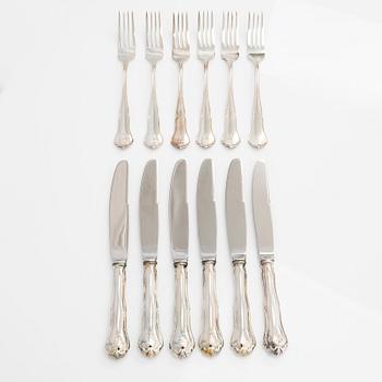 A 12-piece set of 'Chippendale' silver cutlery, Kultakeskus 1985-87.