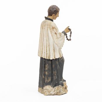 Wood sculpture, saint figure, 19th century.