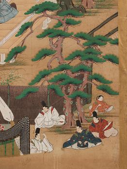 Japansk sexdelad vikskärm, Edo perioden (1603-1868).