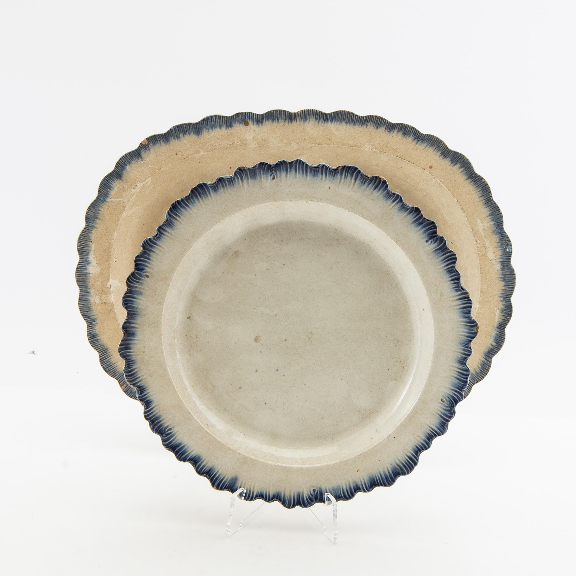 Servisdelar 7 st John Rogers & Son Longport England 1800-talets första hälft fajans.