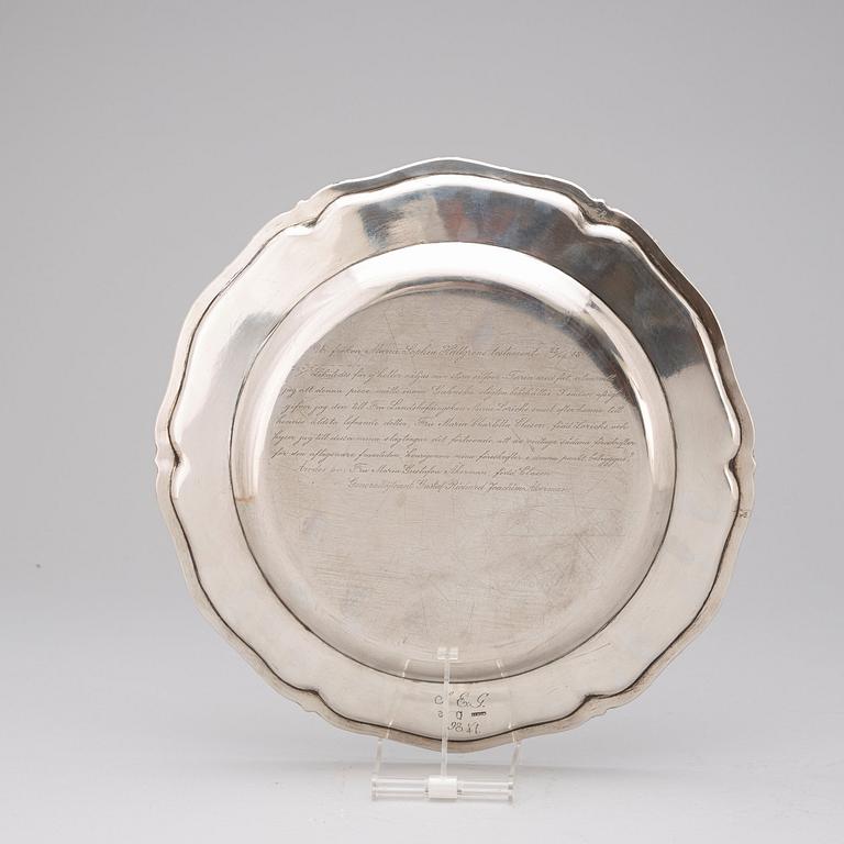 A Swedish 18th century silver dish, marks of Fredrik Petersson Ström, Stockholm (1765-1806(1811)).