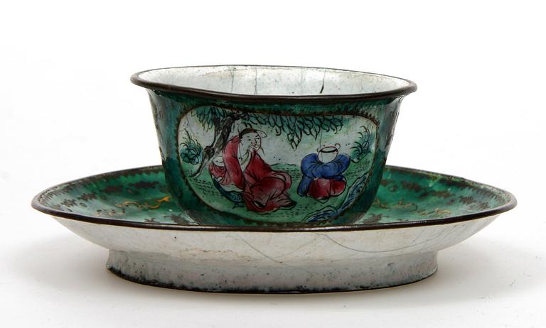 KOPP MED FAT, orientalisk, 1700-tal.