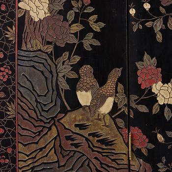 A six leaf coromandel lacquer screen, Qing dynasty (1644-1912).