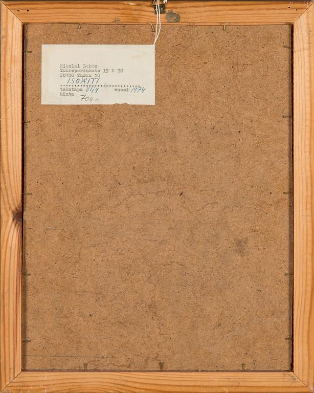 Nikolai Lehto, olja på pannå, signerad och daterad -74.