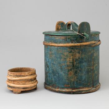 two wooden barrels from the late 19th century.