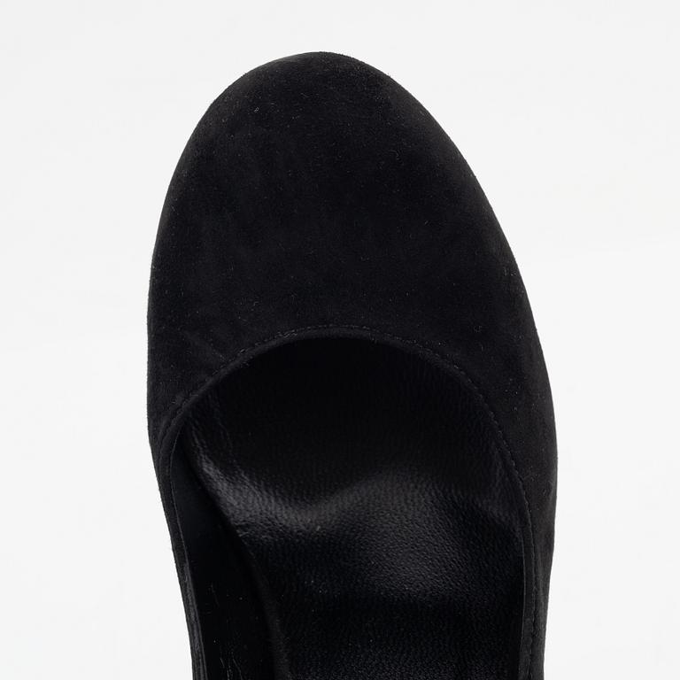 Yves Saint Laurent, a pair of black suede platform pumps, size 36 1/2.