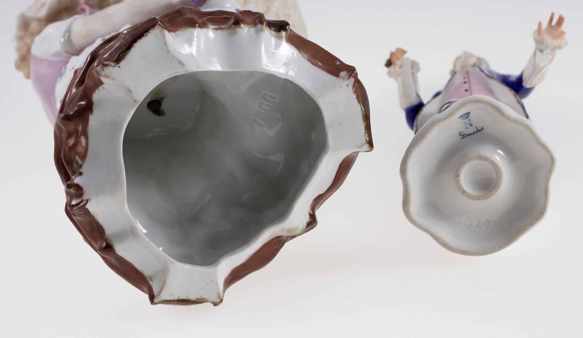 FIGURINER, 2 st, porslin, KPM samt Dresden,  1800-tal.