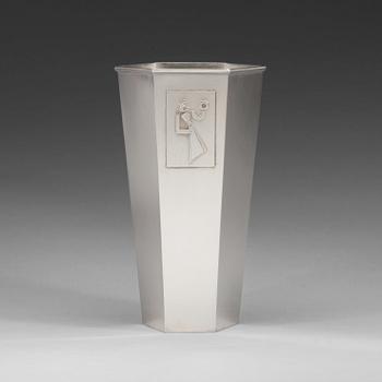 Wiwen Nilsson, a hexagonal sterling vase, Lund 1948.