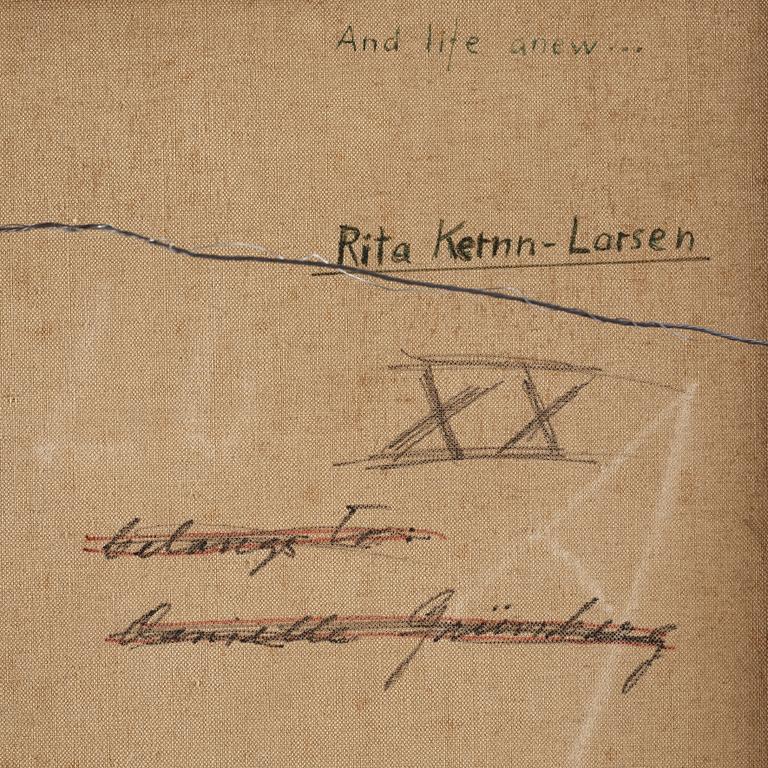 RITA KERNN-LARSEN, olja på duk, signerad r k-l. Utförd i London 1940. "And life anew...".