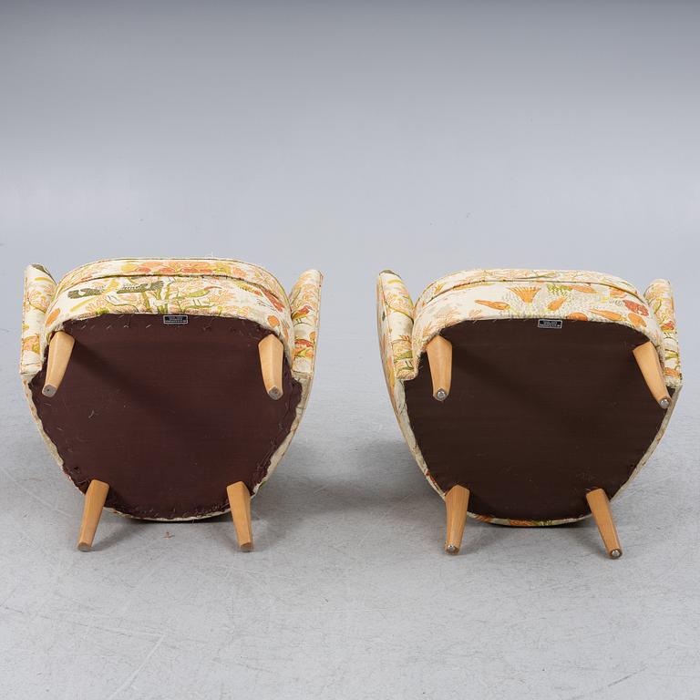 Armchairs, a pair, OH Sjögren, Tranås, second half of the 20th century.