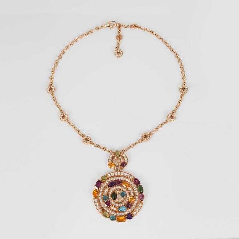 A Bulgari 'Astrale' necklace set with peridots, topazes, amethysts, citrines, tourmalines, garnets and diamonds.