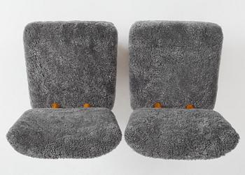 A pair of sheepskin lounge chairs, Norway, 1940s.