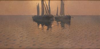 Arvid Johanson, Sailing ships at dusk.