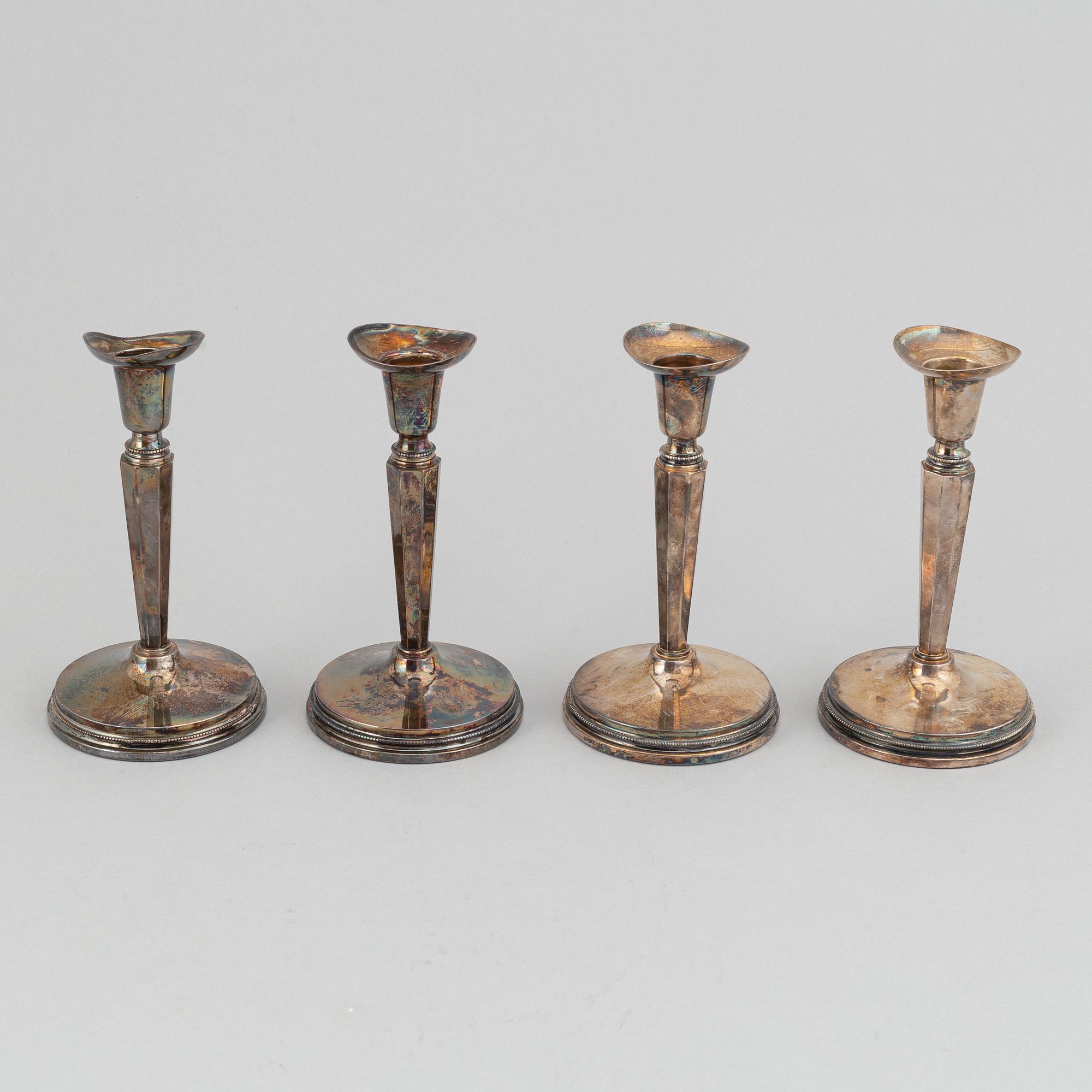 Ljusstakar, 4 st, silver, K.G. Markströms Guldsmeds Ab,  Uppsala, 1972.