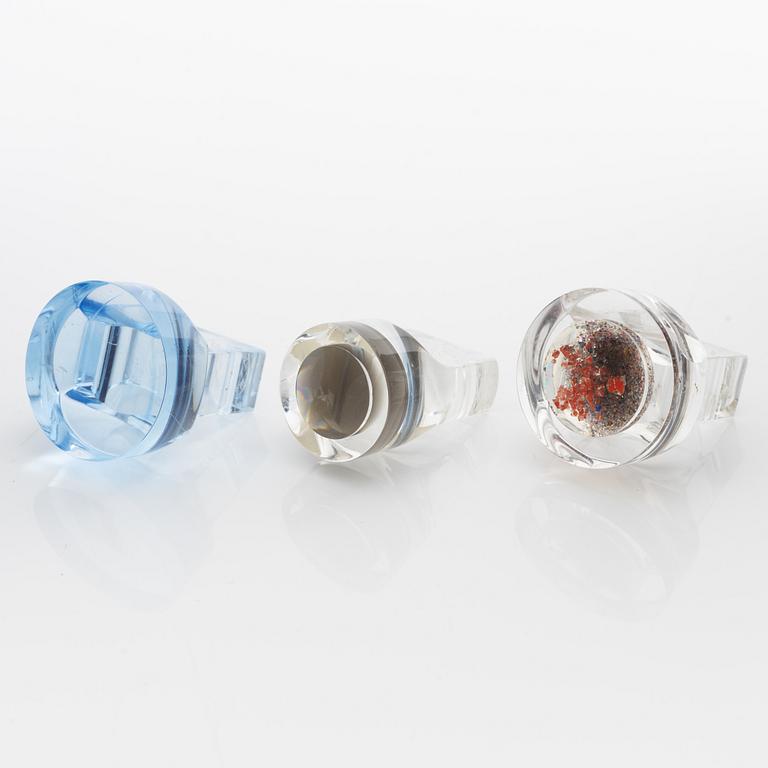 Siv Lagerström, three acrylic rings, 1970s.