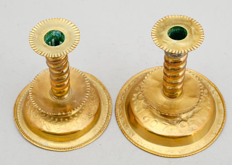 LJUSSTAKAR, 2 st, barockstil, 1800-tal.