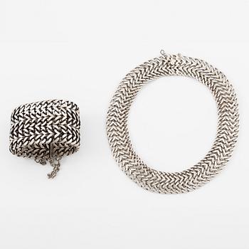 Necklace and bracelet silver, likely Mexico.