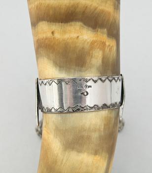 DRYCKESHORN, ben och nysilver, omkring 1900.