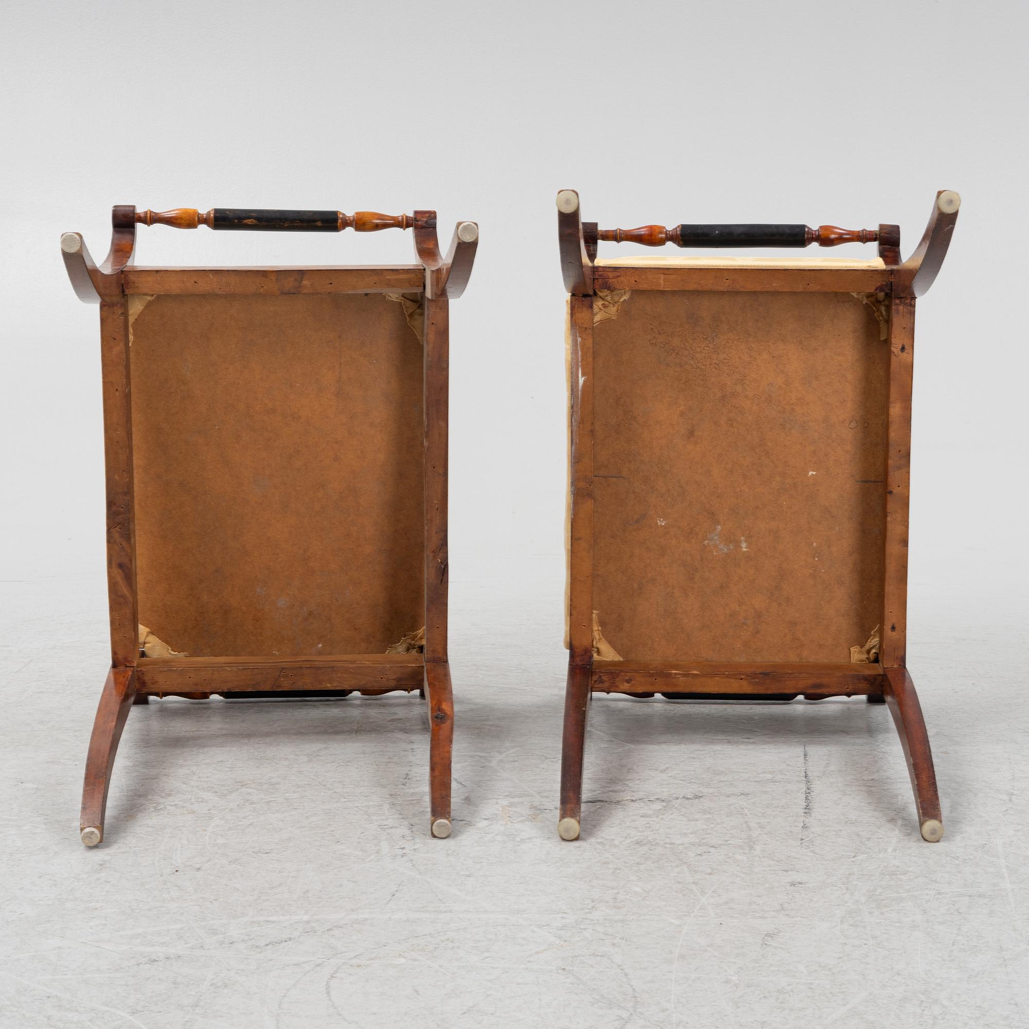 A pair of Swedish Empire stools, first half of the 20th Century.