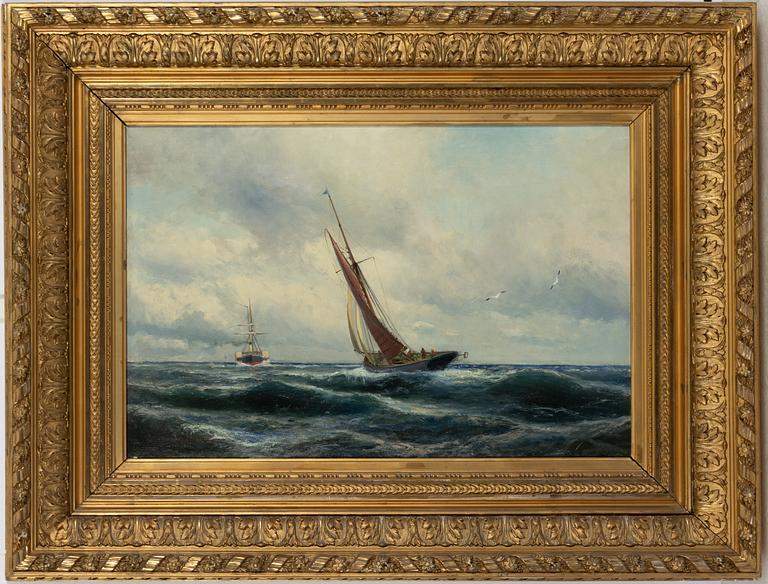 Christian Fredrik Swensson (Svensson), Marine with sailing ship and steamship.