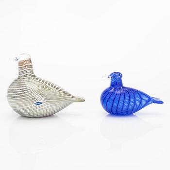 Oiva Toikka, glasfåglar, 2 st, O. Toikka Nuutajärvi.