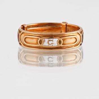 RING, 18k guld samt emalj, Arkadens Guld & Gravyratelje, Göteborg, 1959. Vikt 7,9 gram.