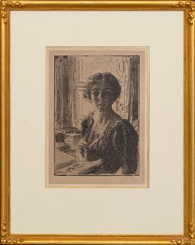 Anders Zorn, a signed etching from 1914.