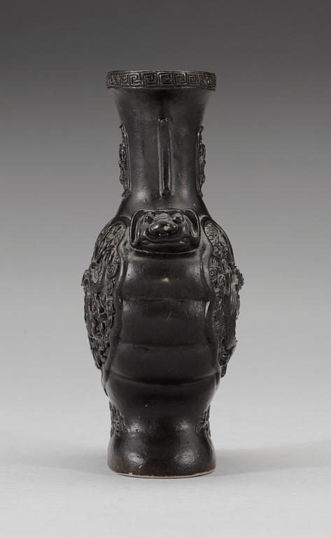A bronze imitating bisquit vase, Qing dynasty.