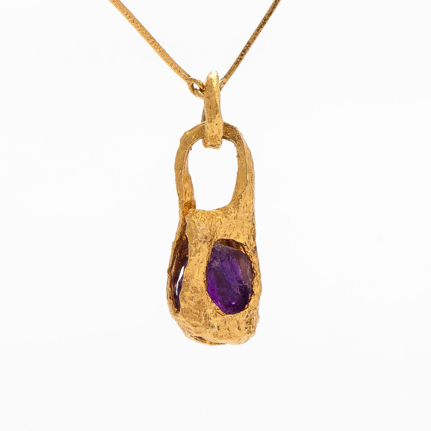 Björn Weckström, an 18K gold necklace, 'Reindeer Bell', with an amethyst for Lapponia.