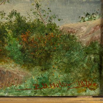 PER DANIEL HOLM, oil on canvas, signed and dated 1870.