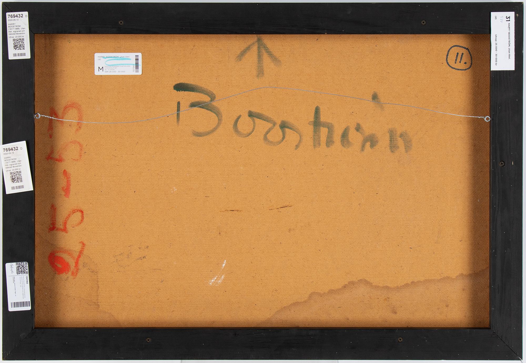 Harry Booström, oil on panel, signed and dated -53 on verso.