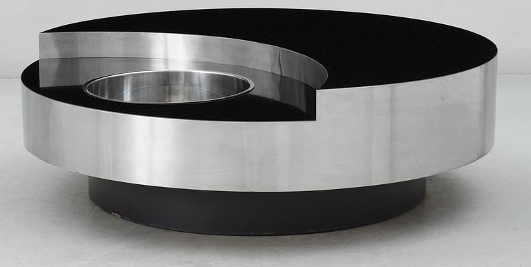 A Willy Rizzo revolving coffee table with bar, France, 1970s.