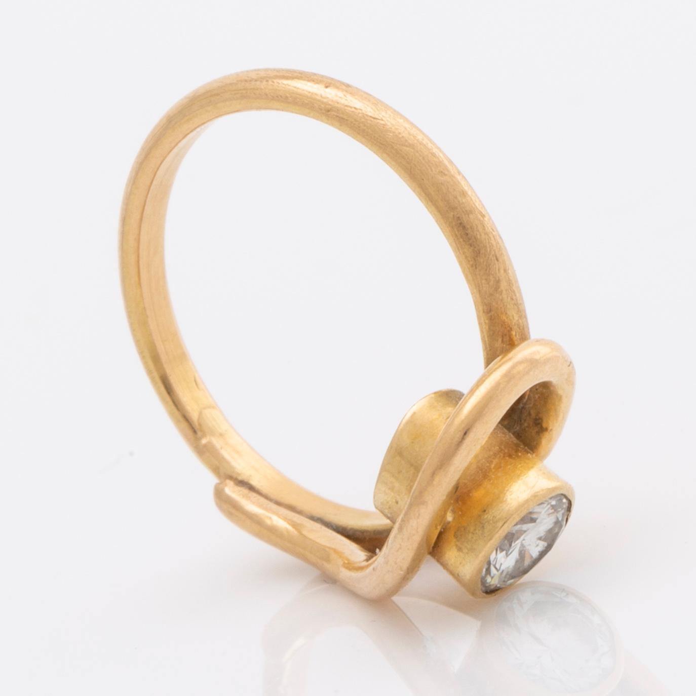 RING 18k gold 1 brilliant-cut diamond 0,47 ct inscribed, ca H-I VS.