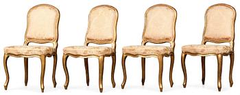 883. A set of four Rococo chairs.