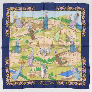 Hermès, scarf, "Costumes des Départements de la Seine Inférieure du Calvados de la Manche et de l'Orne".